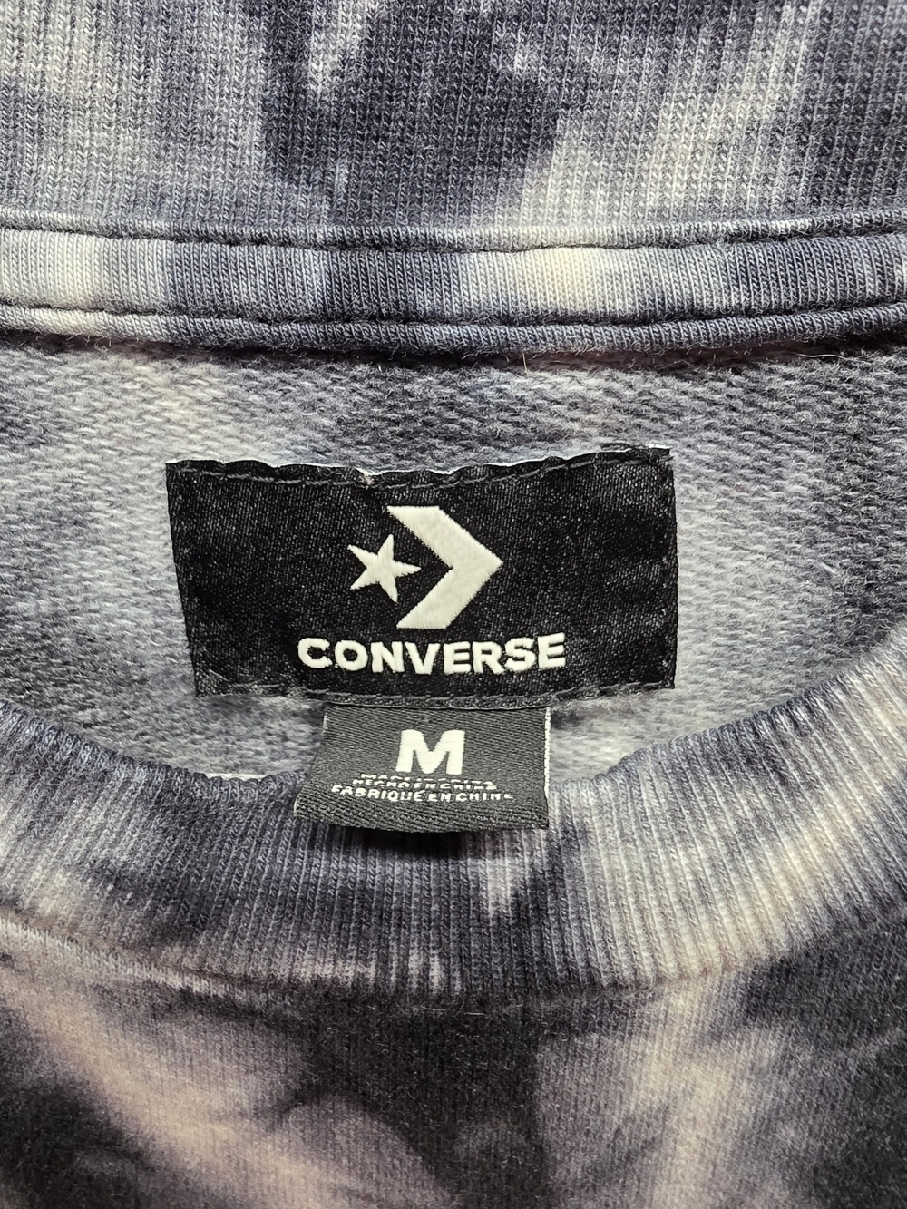 Converse Sweater Mens Tie Dye Sweatshirt Black & White Long Sleeve Size Medium - Picture 5 of 12